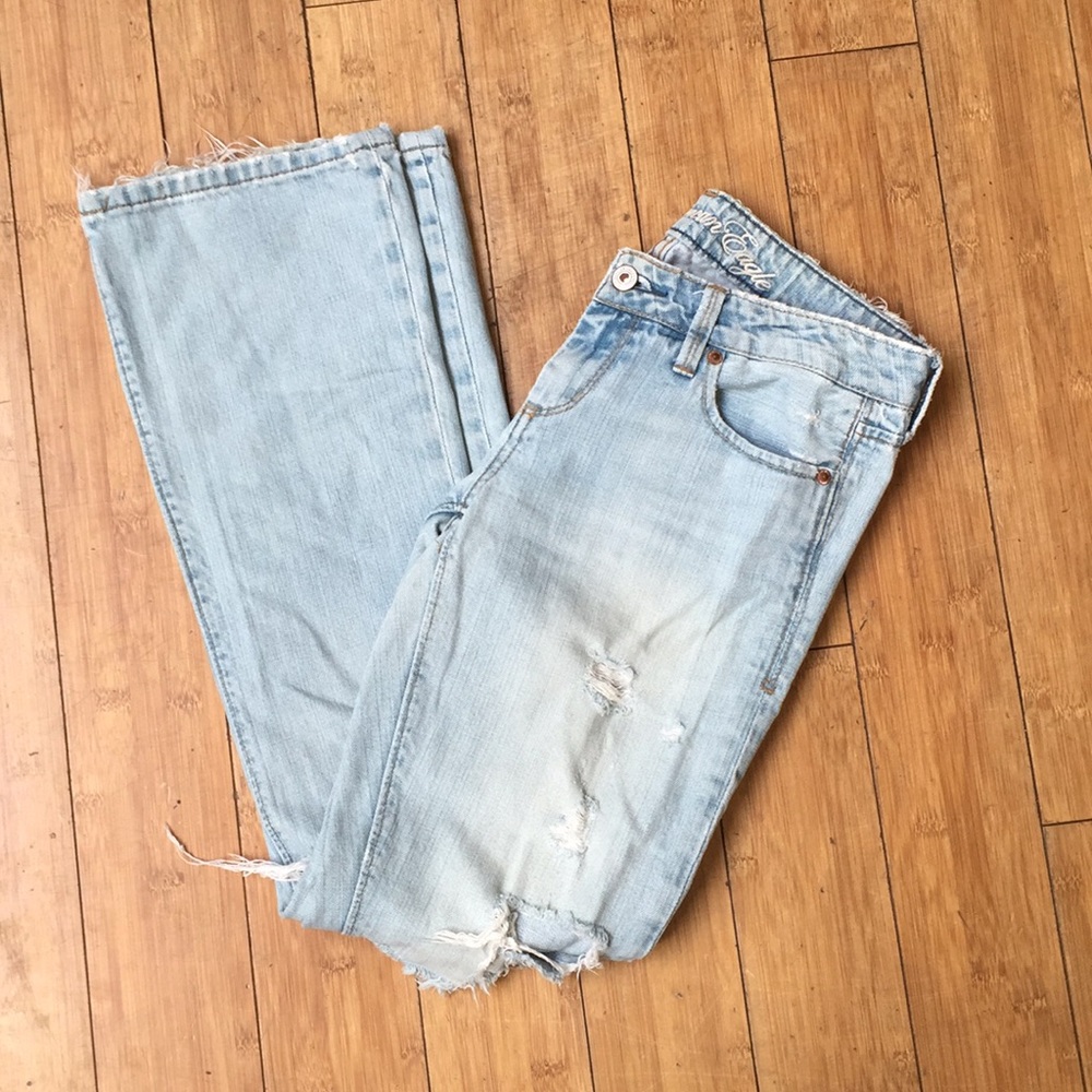 American Eagle distressed denim bootcut jean